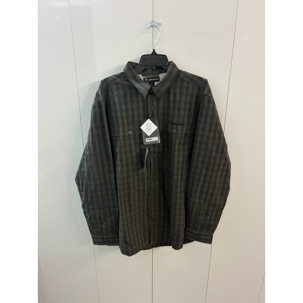 Dri-Duck Mopar Mens XL Plaid Performance Fishing Work Shirt Long Sleeve Olive